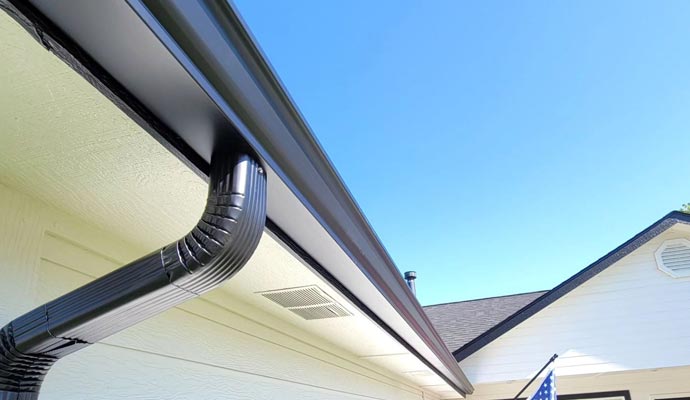 Aluminum gutters installed on a house