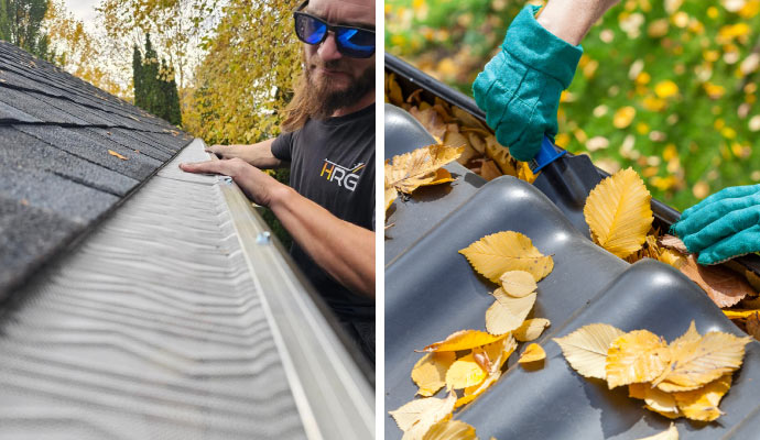 Collage of gutter inspection & cleaning 