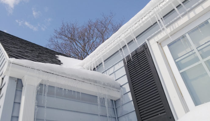 Gutters blocked in snow